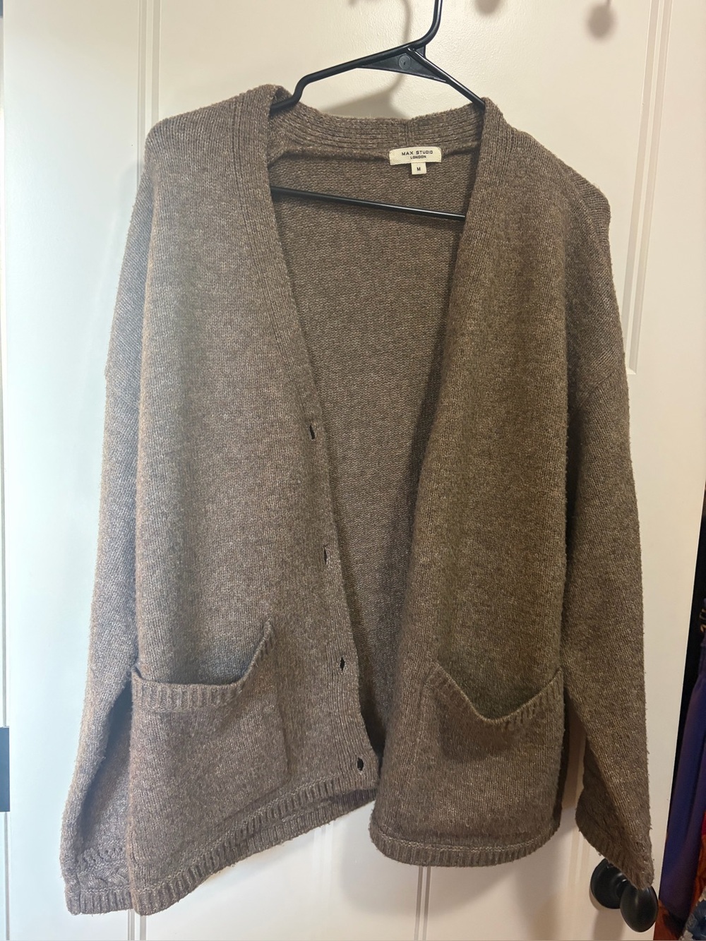 Max Studio Brown V-Neck Button-Front Cardigan